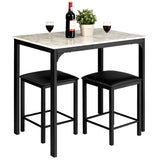 NNECW 3 Pieces Dining Table and Chairs Set with Faux Marble Tabletop for Home or Hotel Dining Room  White Table + Black Chairs