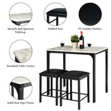 NNECW 3 Pieces Dining Table and Chairs Set with Faux Marble Tabletop for Home or Hotel Dining Room  White Table + Black Chairs