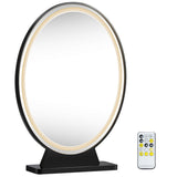 NNECW Large Lighted Makeup Mirror with Remote Control &amp 4 Colour Modes-Black