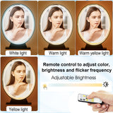 NNECW Large Lighted Makeup Mirror with Remote Control &amp 4 Colour Modes-Black
