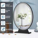 NNECW Large Lighted Makeup Mirror with Remote Control &amp 4 Colour Modes-Black