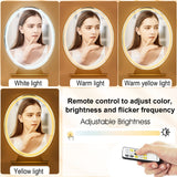 NNECW Large Lighted Makeup Mirror with Remote Control &amp 4 Colour Modes-Golden