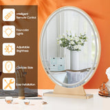 NNECW Large Lighted Makeup Mirror with Remote Control &amp 4 Colour Modes-Golden