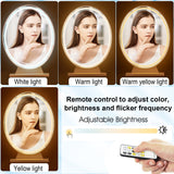 NNECW Large Lighted Makeup Mirror with Remote Control &amp 4 Colour Modes-White