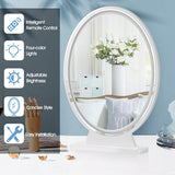 NNECW Large Lighted Makeup Mirror with Remote Control &amp 4 Colour Modes-White