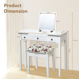 NNECW Dressing Table Stool Set with Flip Top Mirror & Storage Drawer