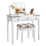 NNECW Dressing Table Stool Set with Flip Top Mirror & Storage Drawer