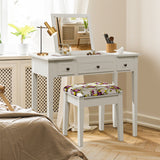 NNECW Dressing Table Stool Set with Flip Top Mirror & Storage Drawer