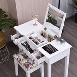 NNECW Dressing Table Stool Set with Flip Top Mirror & Storage Drawer