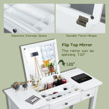NNECW Dressing Table Stool Set with Flip Top Mirror & Storage Drawer