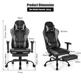 NNECW Upholstered Ergonomic High Back Computer Chair with Footrest for Office Grey