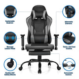 NNECW Upholstered Ergonomic High Back Computer Chair with Footrest for Office Grey