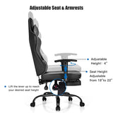 NNECW Upholstered Ergonomic High Back Computer Chair with Footrest for Office Grey