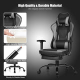 NNECW Upholstered Ergonomic High Back Computer Chair with Footrest for Office Grey