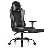 NNECW Upholstered Ergonomic High Back Computer Chair with Footrest for Office Grey