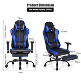NNECW Upholstered Ergonomic High Back Computer Chair with Footrest for Office Blue