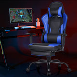 NNECW Upholstered Ergonomic High Back Computer Chair with Footrest for Office Blue