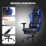 NNECW Upholstered Ergonomic High Back Computer Chair with Footrest for Office Blue