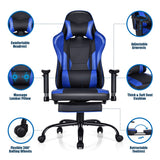 NNECW Upholstered Ergonomic High Back Computer Chair with Footrest for Office Blue