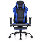 NNECW Upholstered Ergonomic High Back Computer Chair with Footrest for Office Blue