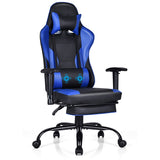 NNECW Upholstered Ergonomic High Back Computer Chair with Footrest for Office Blue