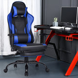 NNECW Upholstered Ergonomic High Back Computer Chair with Footrest for Office Blue