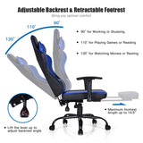 NNECW Upholstered Ergonomic High Back Computer Chair with Footrest for Office Blue