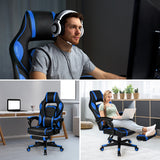 NNECW Ergonomic Racing Computer Chair with Adjustable Backrest for Office Blue