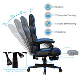 NNECW Ergonomic Racing Computer Chair with Adjustable Backrest for Office Blue