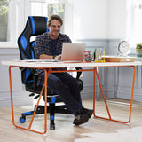 NNECW Ergonomic Racing Computer Chair with Adjustable Backrest for Office Blue