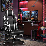 NNECW Ergonomic Racing Computer Chair with Adjustable Backrest for Office White