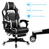 NNECW Ergonomic Racing Computer Chair with Adjustable Backrest for Office White