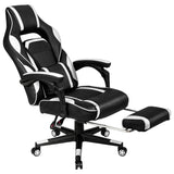 NNECW Ergonomic Racing Computer Chair with Adjustable Backrest for Office White