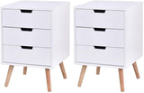 NNECW Modern Wooden Nightstand with Drawers for Living Room &amp Bedroom-2 pieces