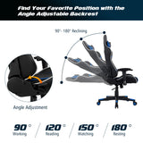 NNECW Racing Style Computer Chair with Massage Lumbar Support for Gaming Blue