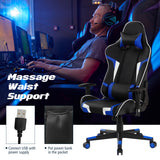 NNECW Racing Style Computer Chair with Massage Lumbar Support for Gaming Blue