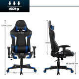 NNECW Racing Style Computer Chair with Massage Lumbar Support for Gaming Blue