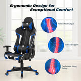 NNECW Racing Style Computer Chair with Massage Lumbar Support for Gaming Blue
