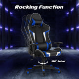 NNECW Racing Style Computer Chair with Massage Lumbar Support for Gaming Blue