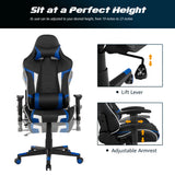 NNECW Racing Style Computer Chair with Massage Lumbar Support for Gaming Blue
