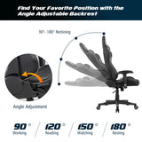 NNECW Racing Style Computer Chair with Massage Lumbar Support for Gaming Grey