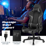 NNECW Racing Style Computer Chair with Massage Lumbar Support for Gaming Grey