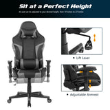 NNECW Racing Style Computer Chair with Massage Lumbar Support for Gaming Grey