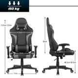 NNECW Racing Style Computer Chair with Massage Lumbar Support for Gaming Grey