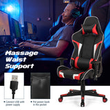 NNECW Racing Style Computer Chair with Massage Lumbar Support for Gaming Red