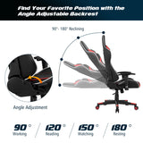NNECW Racing Style Computer Chair with Massage Lumbar Support for Gaming Red