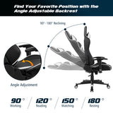 NNECW Racing Style Computer Chair with Massage Lumbar Support for Gaming White