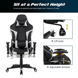 NNECW Racing Style Computer Chair with Massage Lumbar Support for Gaming White