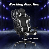 NNECW Racing Style Computer Chair with Massage Lumbar Support for Gaming White