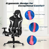 NNECW Racing Style Computer Chair with Massage Lumbar Support for Gaming White